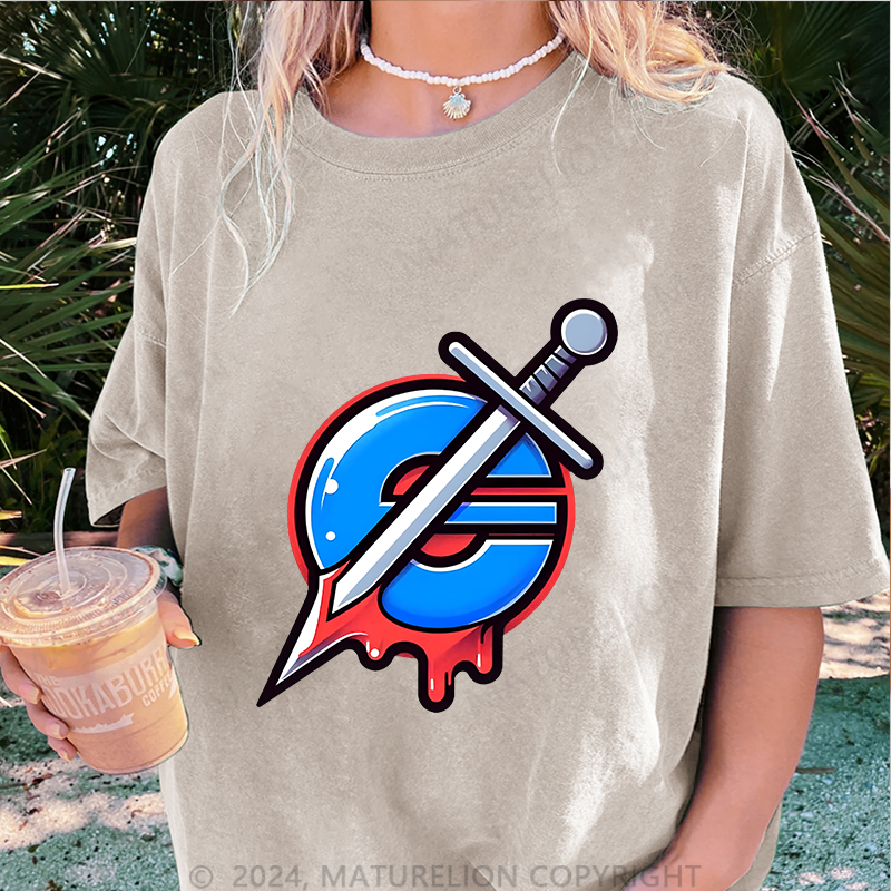 Maturelion IE Damen Gewaschene Vintage T-Shirt