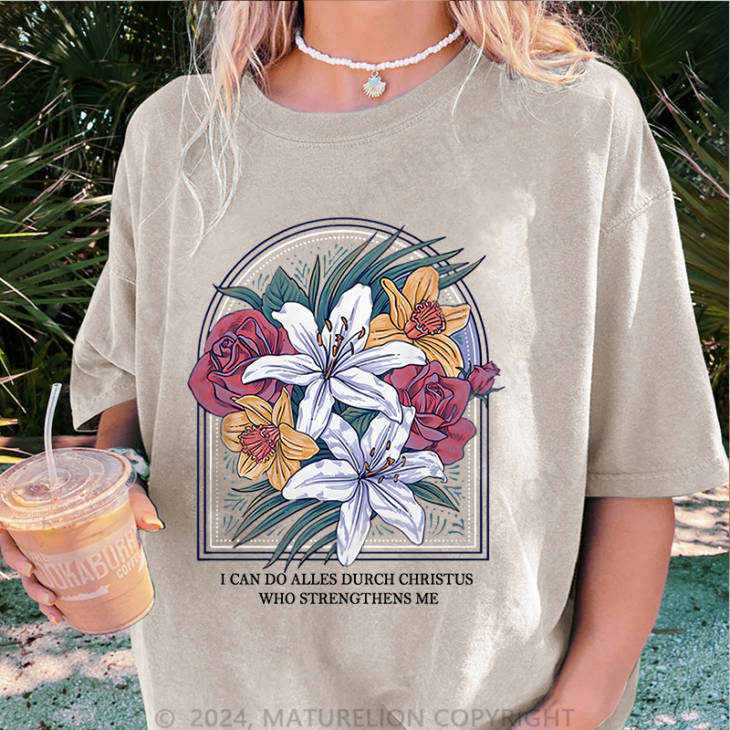 Maturelion Alles Durch Christus Damen Gewaschene Vintage T-Shirt