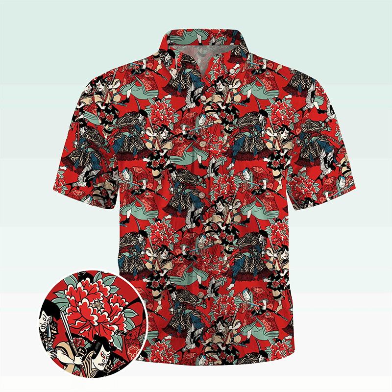 Maturelion Hawaiian Shirt Koi Fische und Wellen Hawaiian Shirt