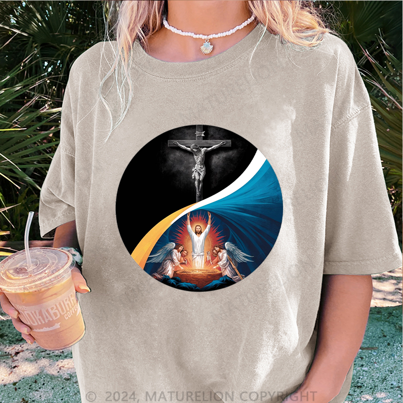 Maturelion Christus Damen Gewaschene Vintage T-Shirt