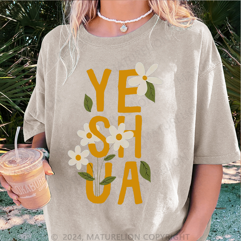 Maturelion Yeshua Damen Gewaschene Vintage T-Shirt