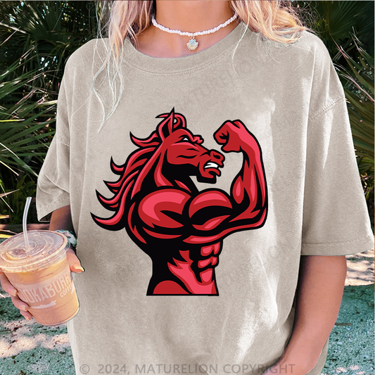 Maturelion Gym Damen Gewaschene Vintage T-Shirt