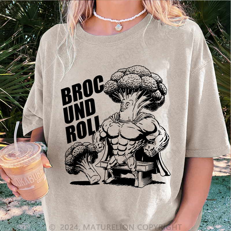 Maturelion Broc und Roli Damen Gewaschene Vintage T-Shirt