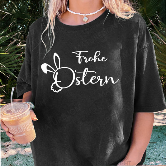 Maturelion Frohe Ostern Damen Gewaschene Vintage T-Shirt