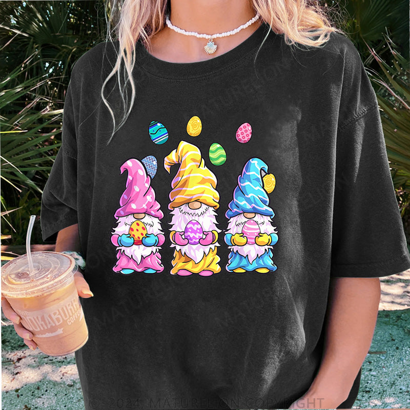 Maturelion Bunt Zwerg und bunt Ostereier Damen Gewaschene Vintage T-Shirt