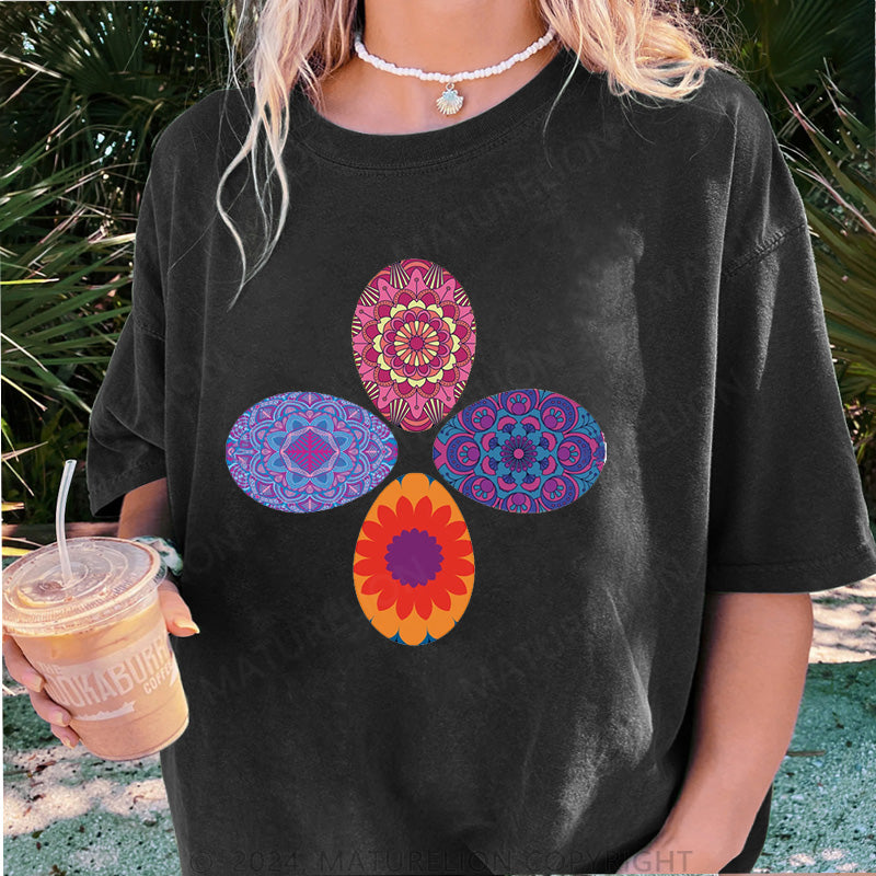 Maturelion Vier Ostereier Damen Gewaschene Vintage T-Shirt