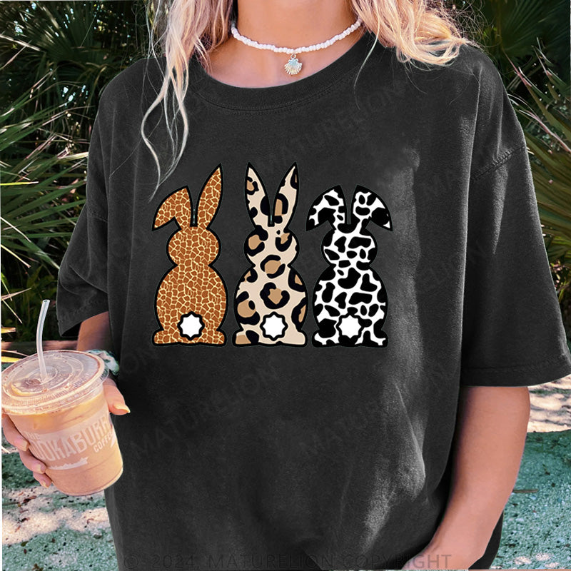 Maturelion Drei Osterhasen Damen Gewaschene Vintage T-Shirt