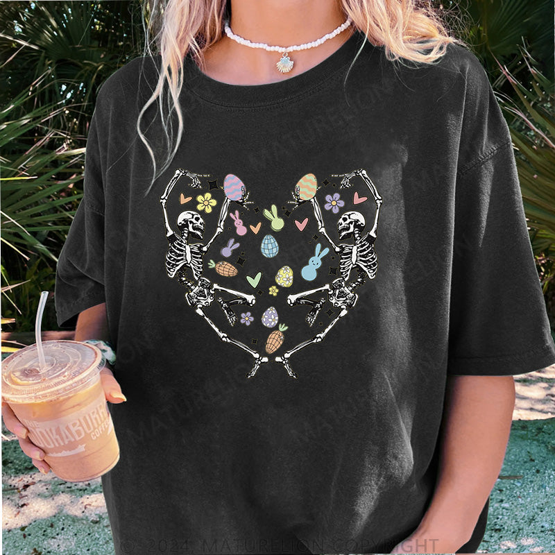 Maturelion Skelett tanzt und Frohe Ostern Damen Gewaschene Vintage T-Shirt