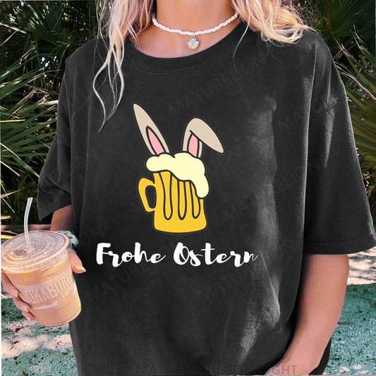 Maturelion Frohe Ostern Damen Gewaschene Vintage T-Shirt
