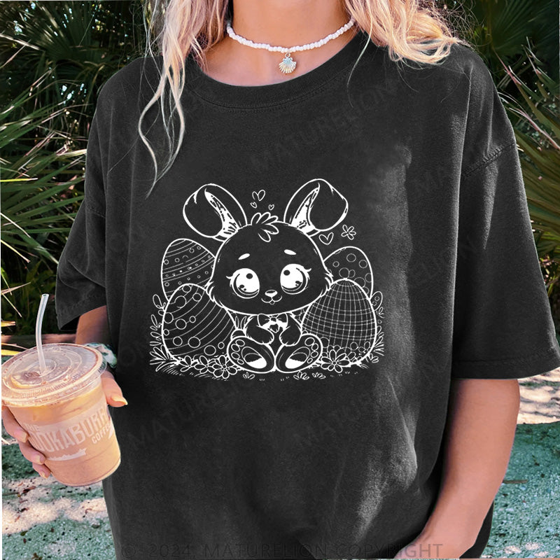 Maturelion Osterhase und Ostereier Damen Gewaschene Vintage T-Shirt