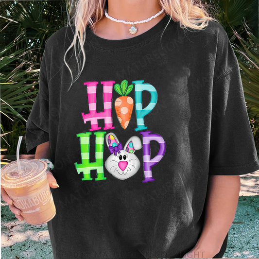 Maturelion Hip Hop Osterhase Damen Gewaschene Vintage T-Shirt