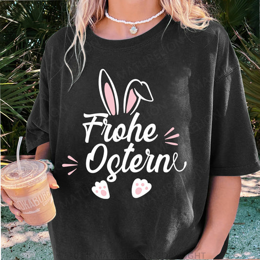 Maturelion Frohe Ostern Damen Gewaschene Vintage T-Shirt
