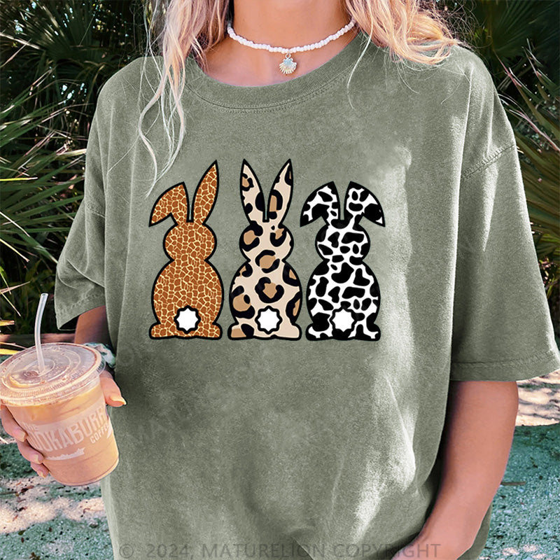 Maturelion Drei Osterhasen Damen Gewaschene Vintage T-Shirt