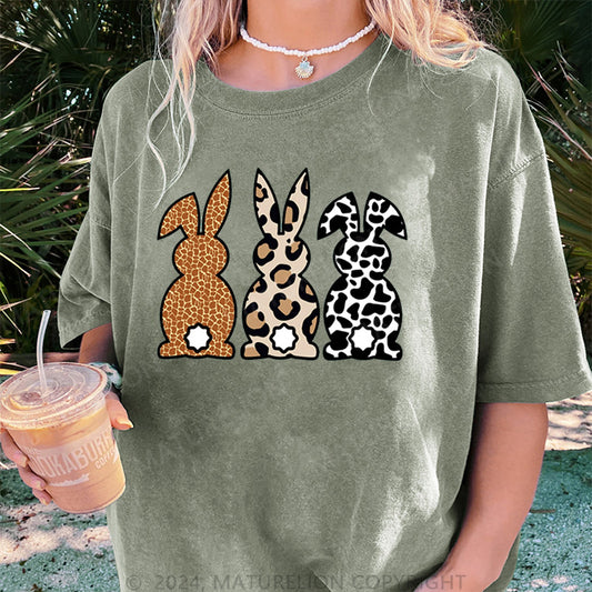 Maturelion Drei Osterhasen Damen Gewaschene Vintage T-Shirt