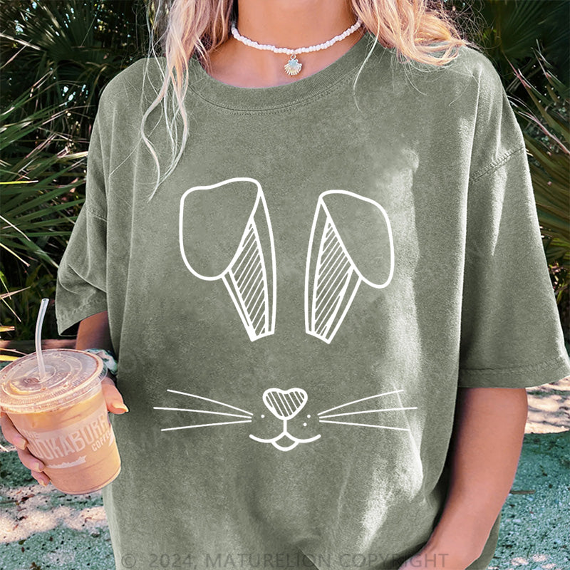 Maturelion Osterhase mit großen Ohren Damen Gewaschene Vintage T-Shirt