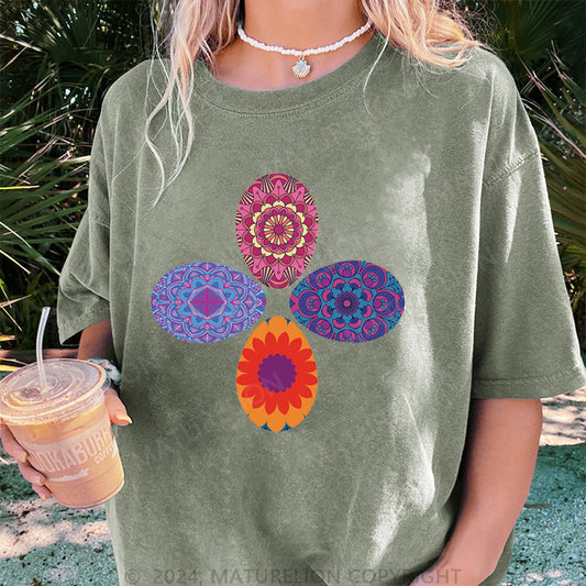 Maturelion Vier Ostereier Damen Gewaschene Vintage T-Shirt