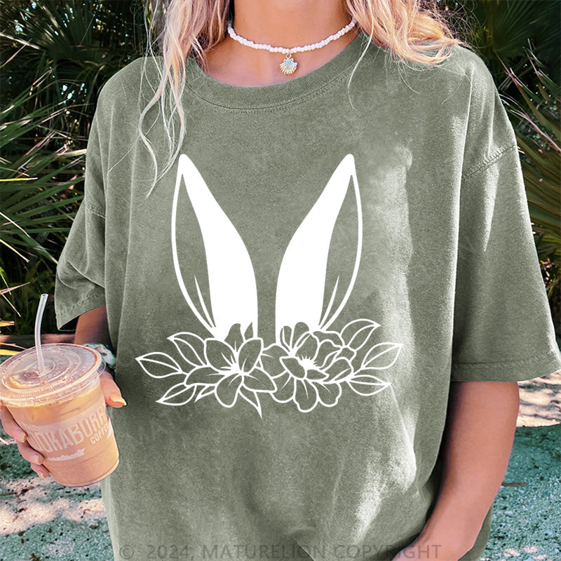 Maturelion Osterhase Ohren Damen Gewaschene Vintage T-Shirt