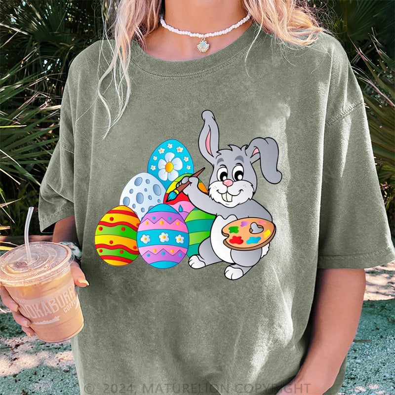 Maturelion Kunst Ostern Eier Damen Gewaschene Vintage T-Shirt