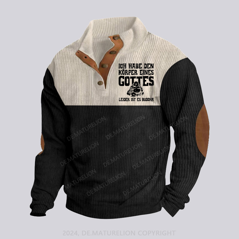 Maturelion Ich Habe Den Körper Eines Gottes Leider Ist Es Buddha Stehkragen Knopf Polo Shirt