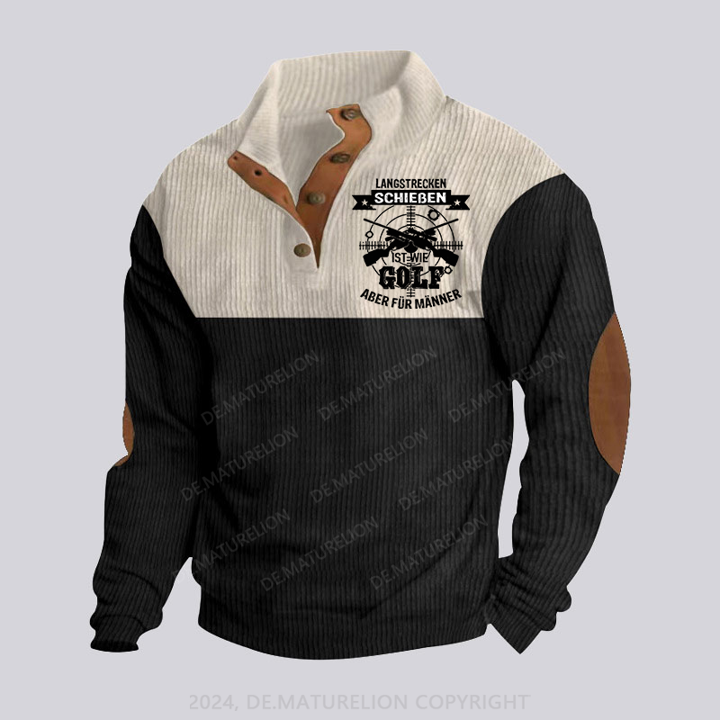 Maturelion Langstrecken Schießen ist wie Golf aber für Männer Stehkragen Knopf Polo Shirt