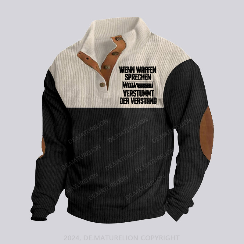 Maturelion Wenn Waffen sprechen, verstummt der Verstand Stehkragen Knopf Polo Shirt