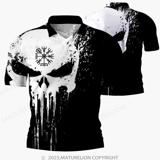Maturelion Männer Voll-Print Polo Shirt