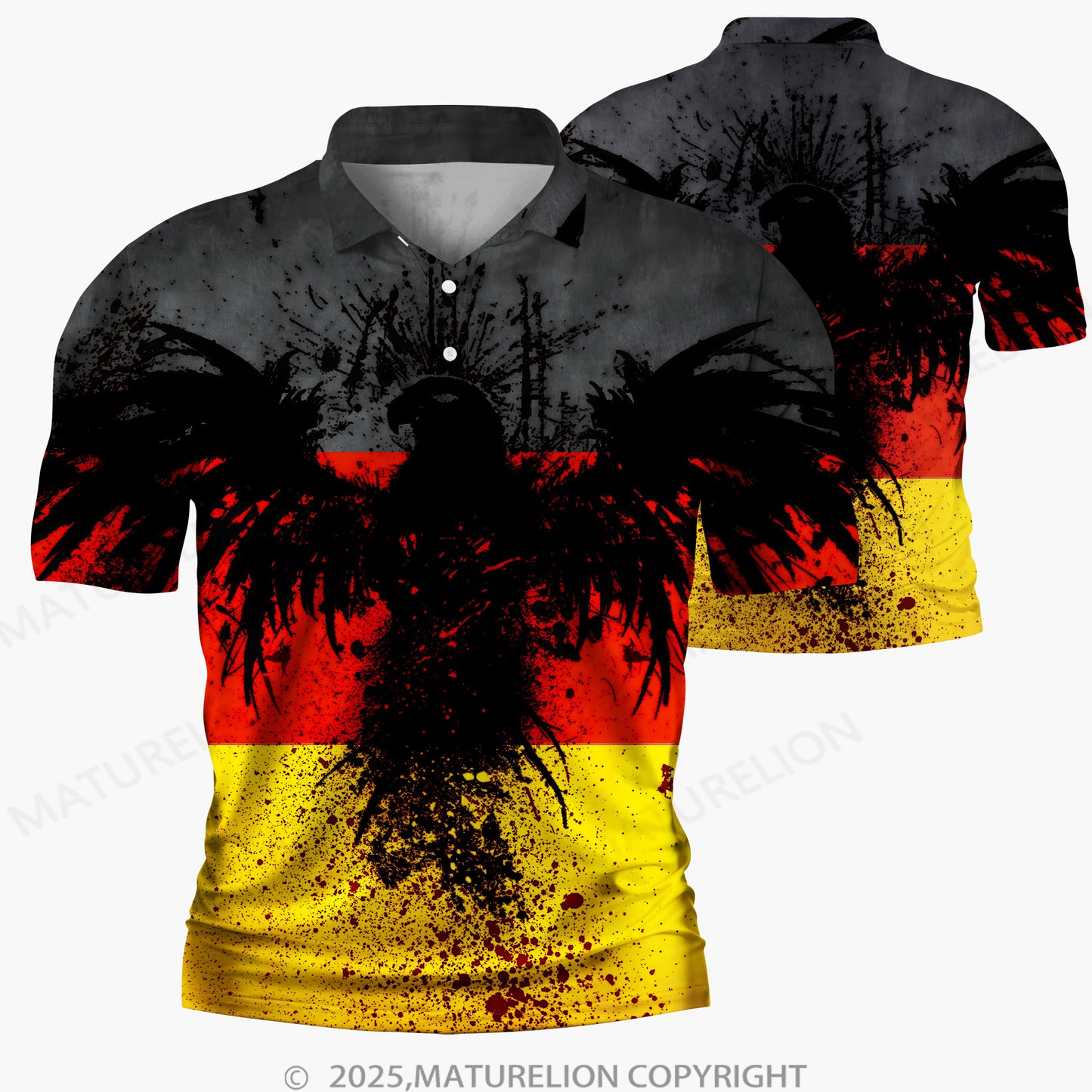 Maturelion Männer Voll-Print Polo Shirt