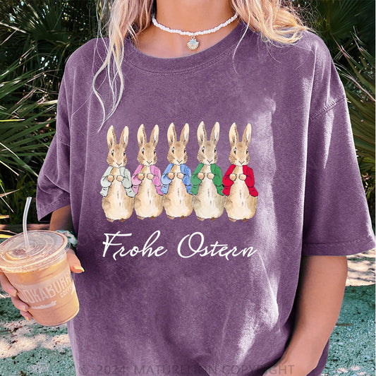 Maturelion Frohe Ostern Damen Gewaschene Vintage T-Shirt