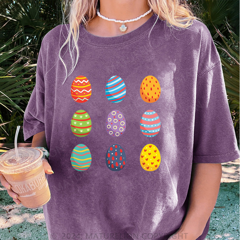 Maturelion Ostereier Damen Gewaschene Vintage T-Shirt