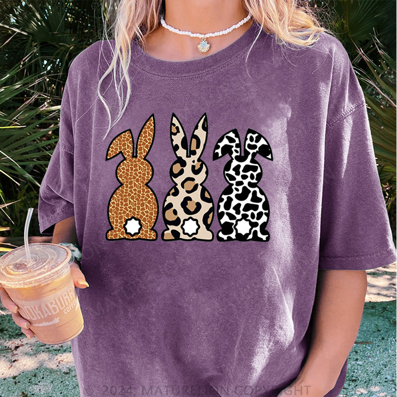 Maturelion Drei Osterhasen Damen Gewaschene Vintage T-Shirt