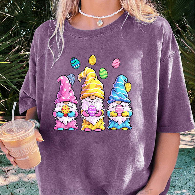 Maturelion Bunt Zwerg und bunt Ostereier Damen Gewaschene Vintage T-Shirt