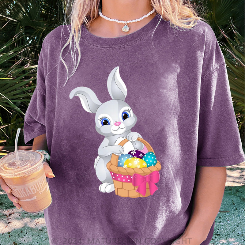 Maturelion Ostern Hase und Eier Damen Gewaschene Vintage T-Shirt
