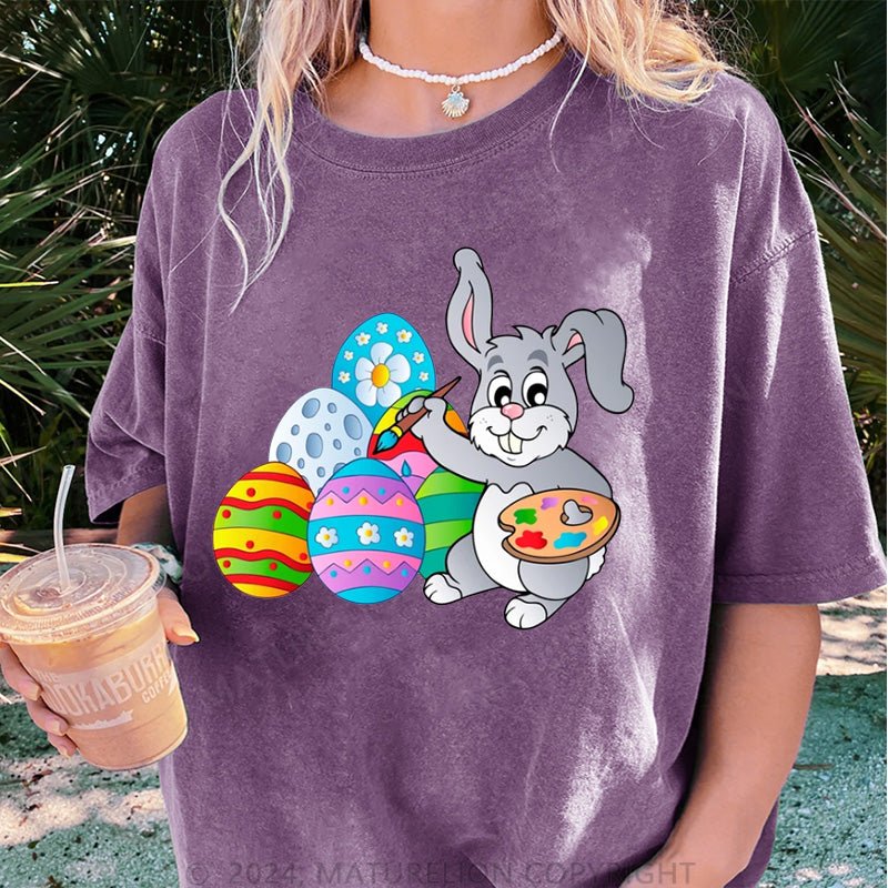 Maturelion Kunst Ostern Eier Damen Gewaschene Vintage T-Shirt