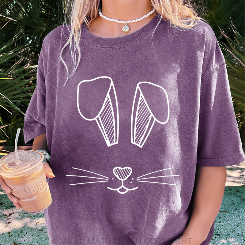 Maturelion Osterhase mit großen Ohren Damen Gewaschene Vintage T-Shirt