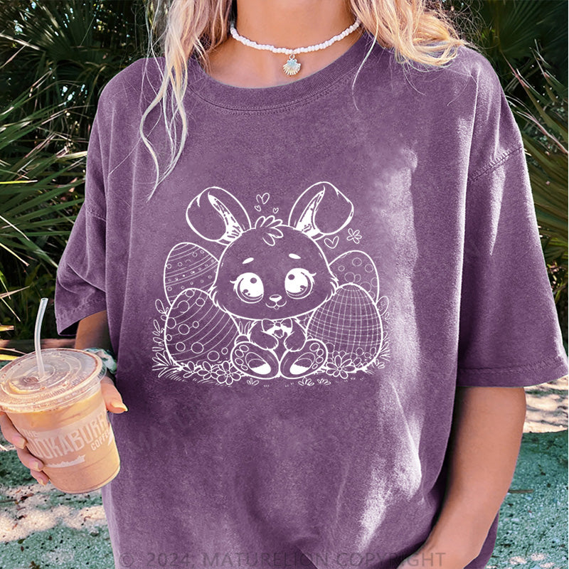 Maturelion Osterhase und Ostereier Damen Gewaschene Vintage T-Shirt