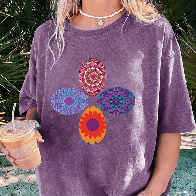 Maturelion Vier Ostereier Damen Gewaschene Vintage T-Shirt