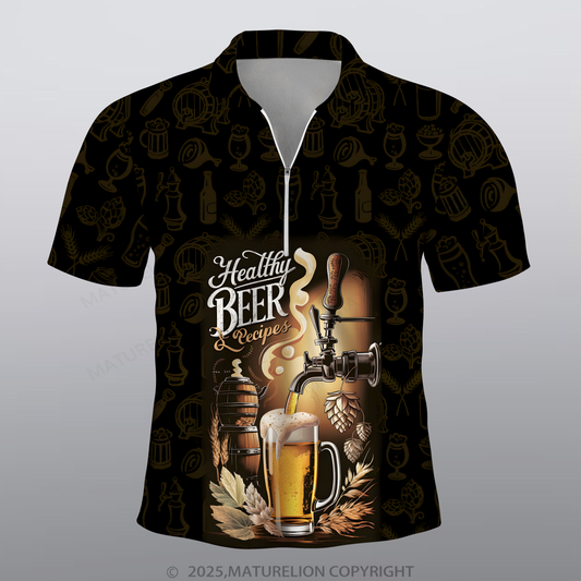 Maturelion Bier Männer Voll-Print Polo Shirt
