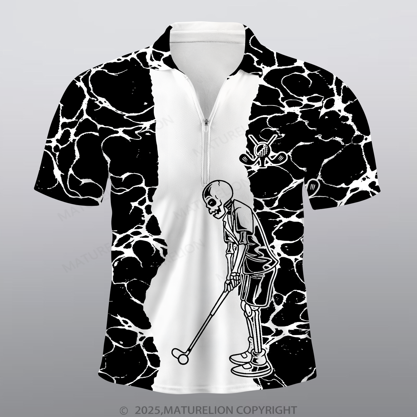 Maturelion Golf Männer Voll-Print Polo Shirt
