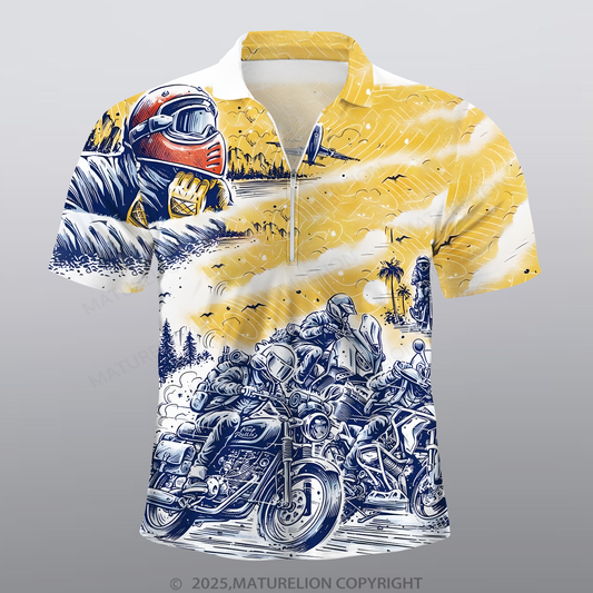 Maturelion Motorrad Männer Voll-Print Polo Shirt