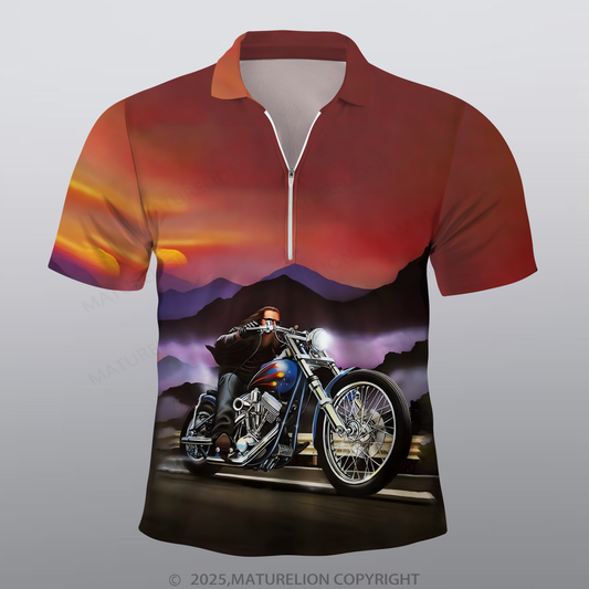 Maturelion Motorrad Männer Voll-Print Polo Shirt