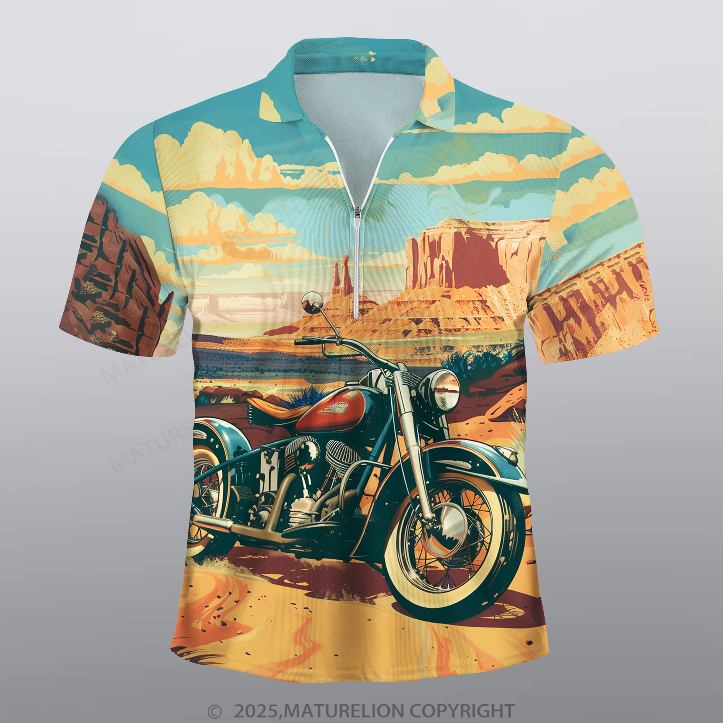 Maturelion Motorrad Männer Voll-Print Polo Shirt