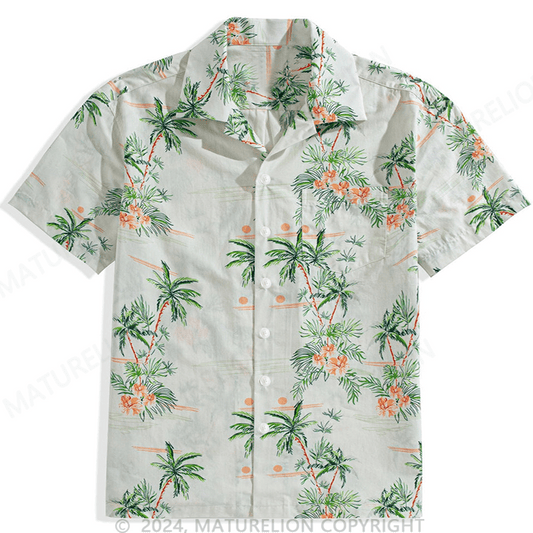 Männer mit Kokosnussbaum Print und Knopfleiste vorne Hawaiian Shirt Hawaiian Shirt