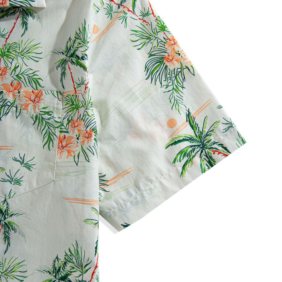 Männer mit Kokosnussbaum Print und Knopfleiste vorne Hawaiian Shirt Hawaiian Shirt