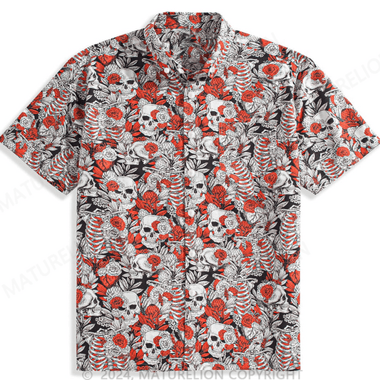 Bunte Totenkopf Blumen Hawaiian Shirt