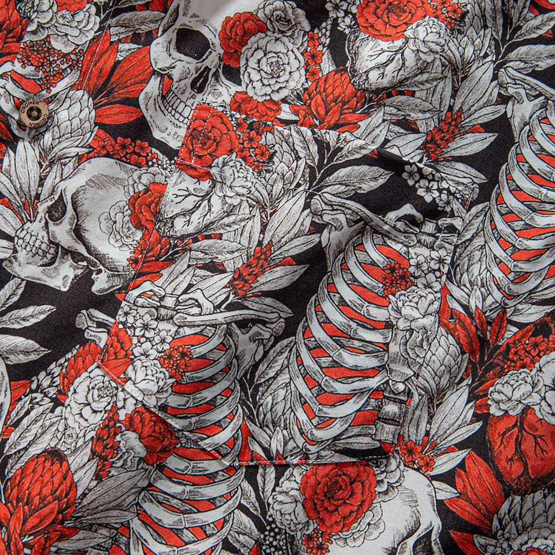 Bunte Totenkopf Blumen Hawaiian Shirt