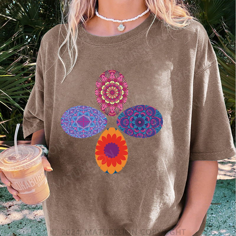 Maturelion Vier Ostereier Damen Gewaschene Vintage T-Shirt