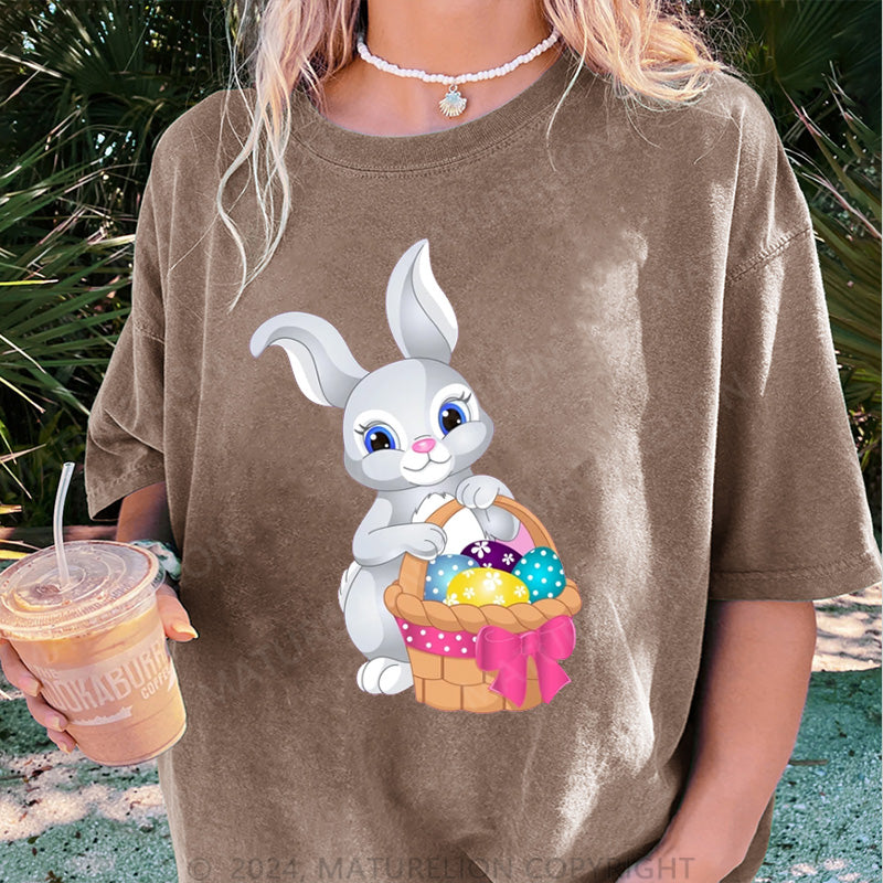 Maturelion Ostern Hase und Eier Damen Gewaschene Vintage T-Shirt