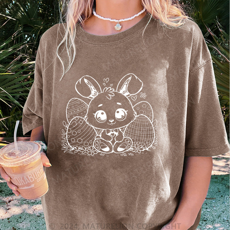 Maturelion Osterhase und Ostereier Damen Gewaschene Vintage T-Shirt