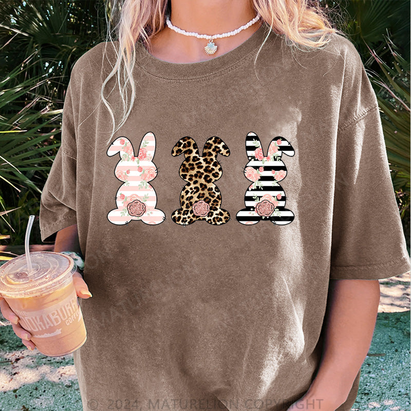 Maturelion Osterhasen und Frohe Ostern Damen Gewaschene Vintage T-Shirt