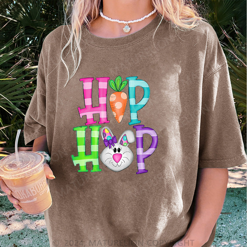 Maturelion Hip Hop Osterhase Damen Gewaschene Vintage T-Shirt